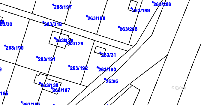 Parcela st. 263/31 v KÚ Malé Březno, Katastrální mapa