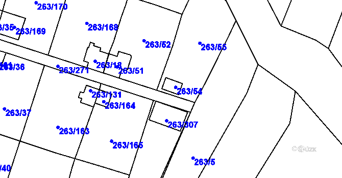Parcela st. 263/54 v KÚ Malé Březno, Katastrální mapa