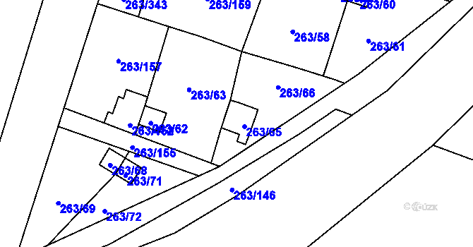 Parcela st. 263/65 v KÚ Malé Březno, Katastrální mapa