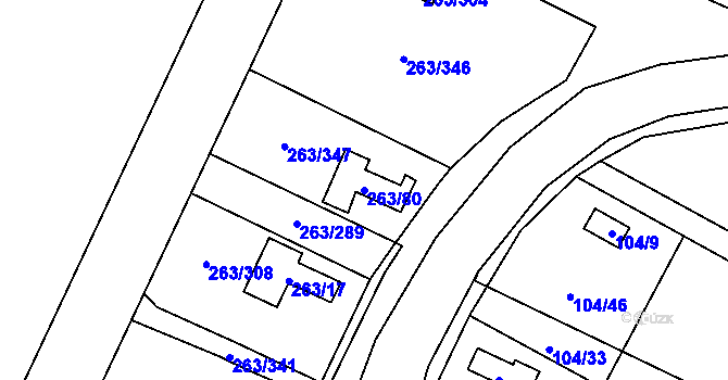 Parcela st. 263/80 v KÚ Malé Březno, Katastrální mapa