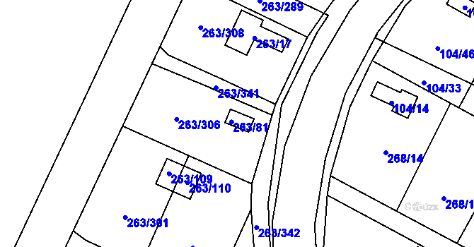 Parcela st. 263/81 v KÚ Malé Březno, Katastrální mapa