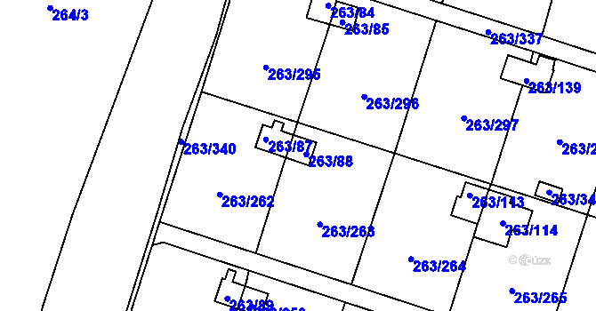 Parcela st. 263/88 v KÚ Malé Březno, Katastrální mapa