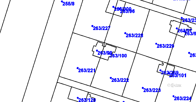 Parcela st. 263/99 v KÚ Malé Březno, Katastrální mapa
