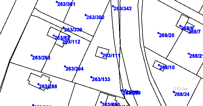 Parcela st. 263/111 v KÚ Malé Březno, Katastrální mapa