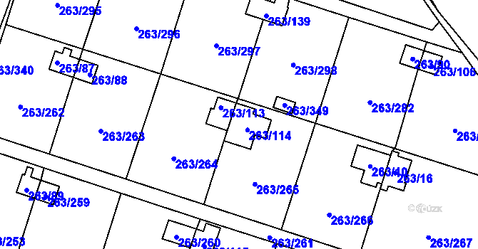 Parcela st. 263/114 v KÚ Malé Březno, Katastrální mapa