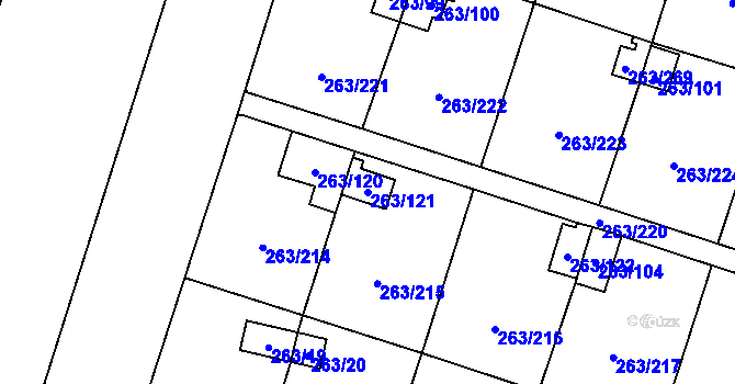 Parcela st. 263/121 v KÚ Malé Březno, Katastrální mapa