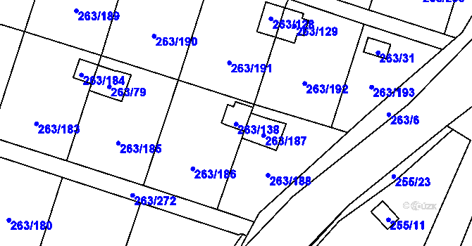 Parcela st. 263/138 v KÚ Malé Březno, Katastrální mapa
