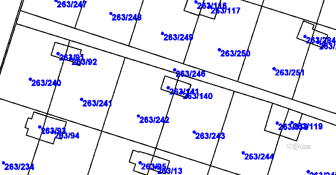 Parcela st. 263/141 v KÚ Malé Březno, Katastrální mapa