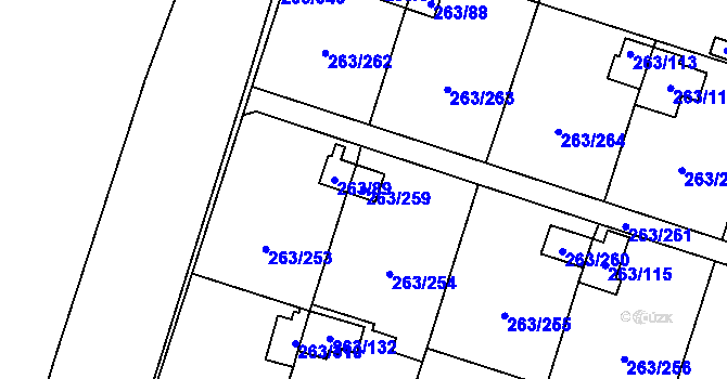 Parcela st. 263/259 v KÚ Malé Březno, Katastrální mapa