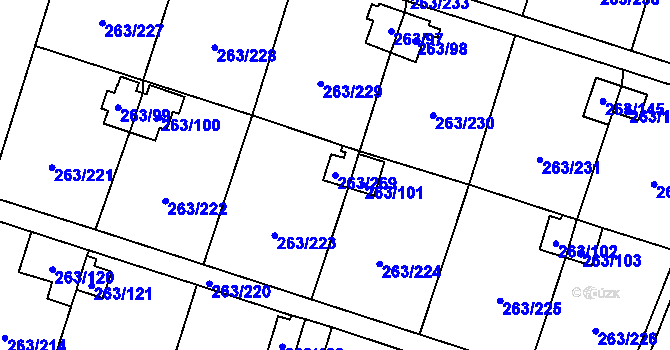 Parcela st. 263/269 v KÚ Malé Březno, Katastrální mapa