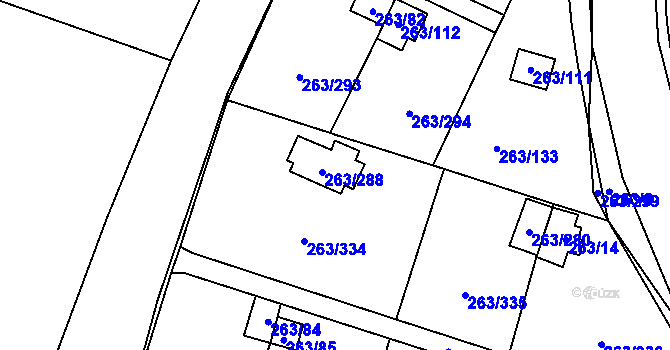 Parcela st. 263/288 v KÚ Malé Březno, Katastrální mapa