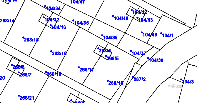 Parcela st. 268/4 v KÚ Malé Březno, Katastrální mapa