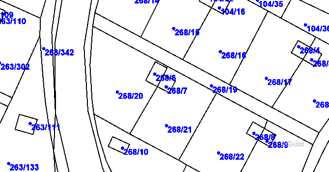 Parcela st. 268/7 v KÚ Malé Březno, Katastrální mapa