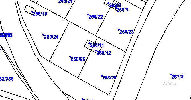 Parcela st. 268/12 v KÚ Malé Březno, Katastrální mapa