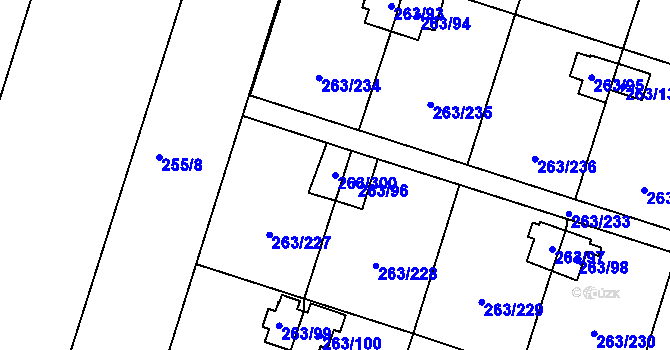 Parcela st. 263/300 v KÚ Malé Březno, Katastrální mapa
