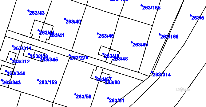 Parcela st. 263/45 v KÚ Malé Březno, Katastrální mapa