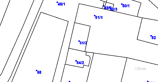 Parcela st. 51/2 v KÚ Malé Březno, Katastrální mapa
