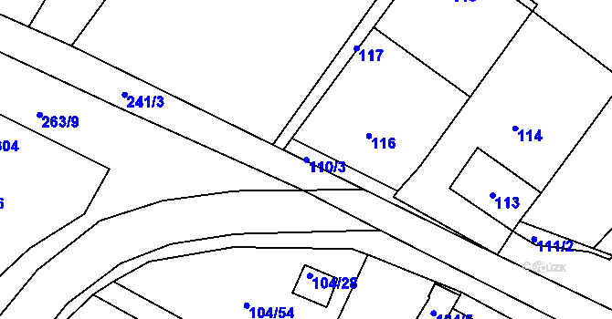 Parcela st. 110/3 v KÚ Malé Březno, Katastrální mapa