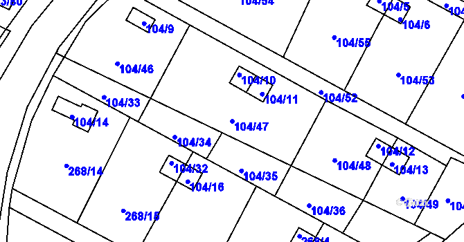 Parcela st. 104/47 v KÚ Malé Březno, Katastrální mapa