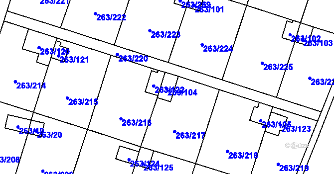Parcela st. 263/104 v KÚ Malé Březno, Katastrální mapa