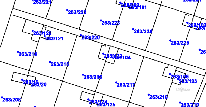 Parcela st. 263/122 v KÚ Malé Březno, Katastrální mapa