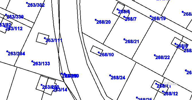 Parcela st. 268/10 v KÚ Malé Březno, Katastrální mapa