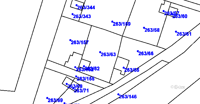 Parcela st. 263/63 v KÚ Malé Březno, Katastrální mapa