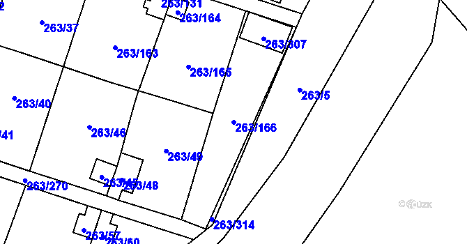 Parcela st. 263/166 v KÚ Malé Březno, Katastrální mapa