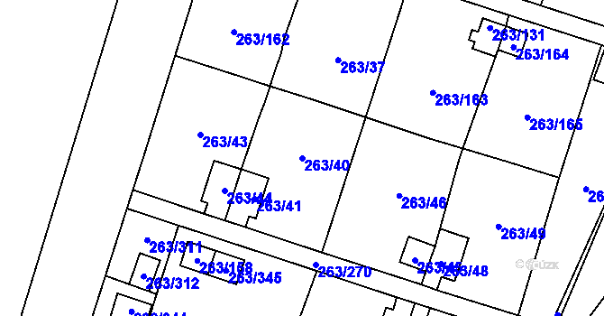 Parcela st. 263/40 v KÚ Malé Březno, Katastrální mapa