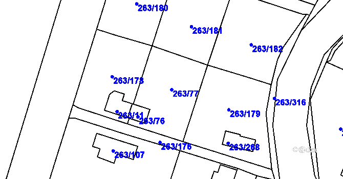 Parcela st. 263/77 v KÚ Malé Březno, Katastrální mapa