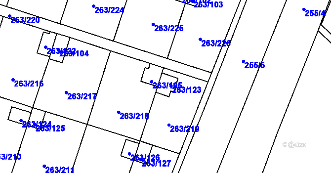 Parcela st. 263/123 v KÚ Malé Březno, Katastrální mapa