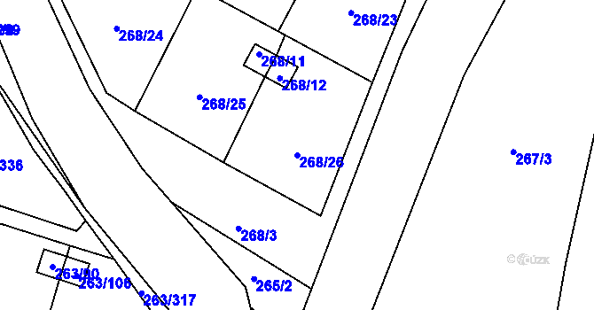 Parcela st. 268/26 v KÚ Malé Březno, Katastrální mapa
