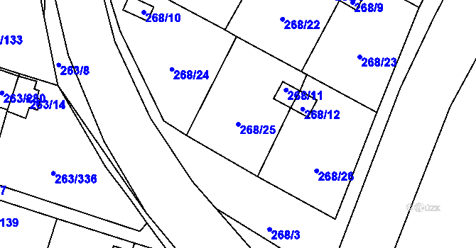 Parcela st. 268/25 v KÚ Malé Březno, Katastrální mapa