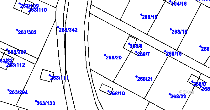 Parcela st. 268/20 v KÚ Malé Březno, Katastrální mapa