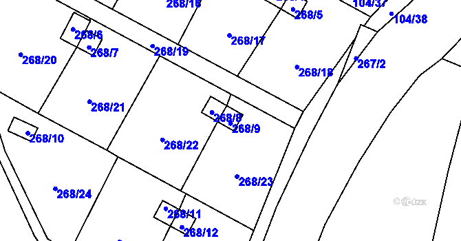 Parcela st. 268/9 v KÚ Malé Březno, Katastrální mapa
