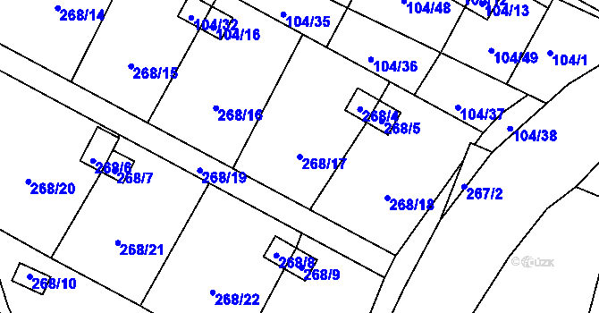 Parcela st. 268/17 v KÚ Malé Březno, Katastrální mapa