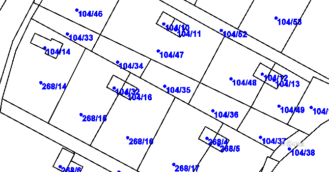 Parcela st. 104/35 v KÚ Malé Březno, Katastrální mapa