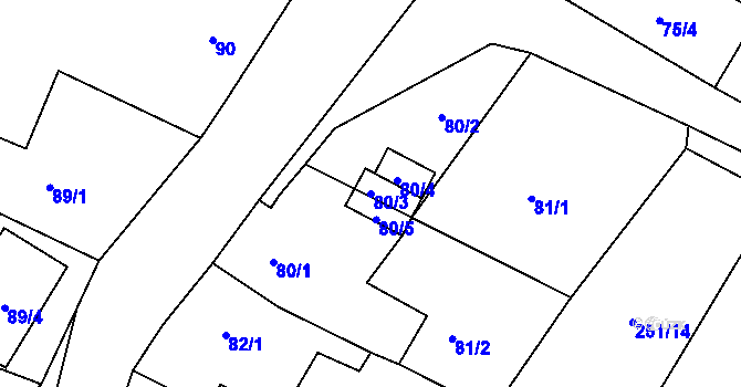 Parcela st. 80/3 v KÚ Malé Březno, Katastrální mapa