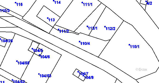Parcela st. 110/4 v KÚ Malé Březno, Katastrální mapa