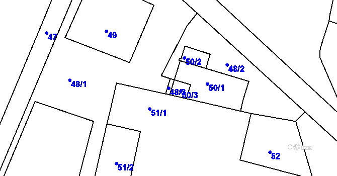 Parcela st. 48/3 v KÚ Malé Březno, Katastrální mapa