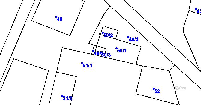 Parcela st. 50/3 v KÚ Malé Březno, Katastrální mapa