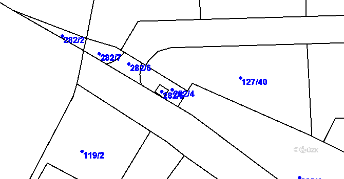 Parcela st. 282/4 v KÚ Malé Březno, Katastrální mapa