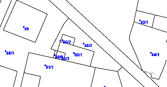 Parcela st. 48/2 v KÚ Malé Březno, Katastrální mapa