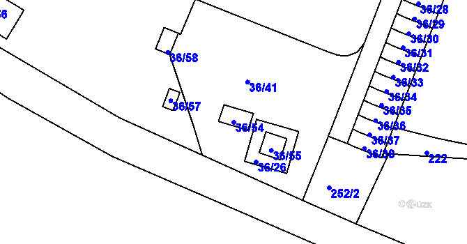 Parcela st. 36/54 v KÚ Malé Březno, Katastrální mapa