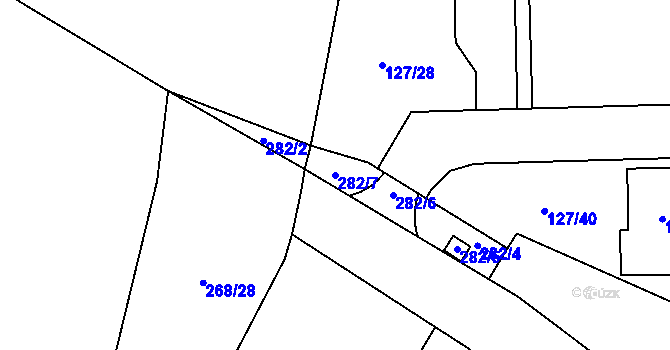 Parcela st. 282/7 v KÚ Malé Březno, Katastrální mapa