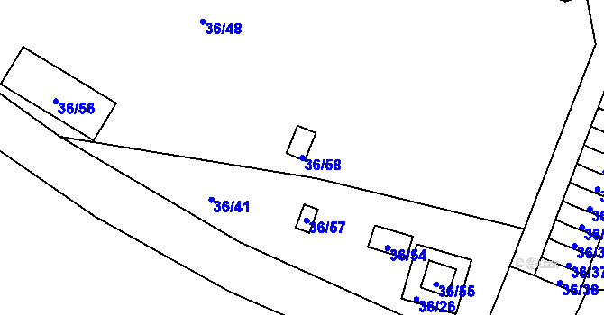 Parcela st. 36/58 v KÚ Malé Březno, Katastrální mapa