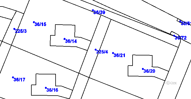 Parcela st. 225/4 v KÚ Malé Březno, Katastrální mapa