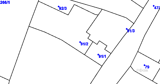 Parcela st. 91/2 v KÚ Malé Březno, Katastrální mapa