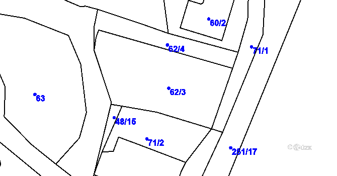 Parcela st. 62/3 v KÚ Malé Březno, Katastrální mapa