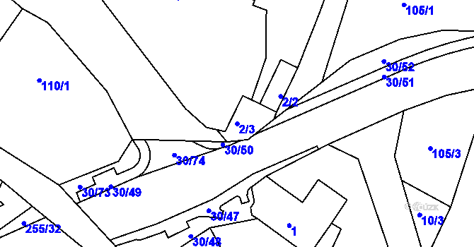 Parcela st. 2/3 v KÚ Malé Březno, Katastrální mapa